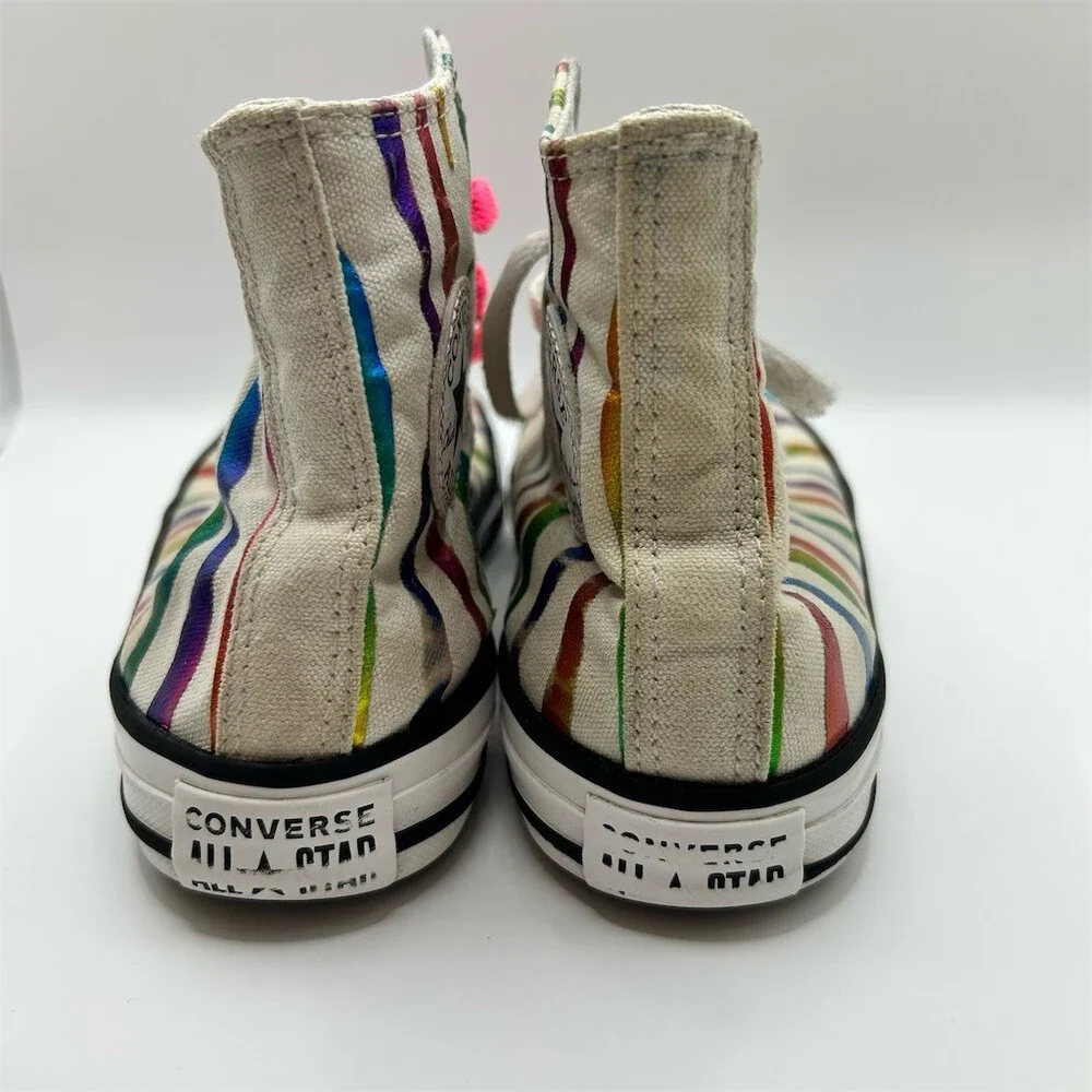 Converse Chuck Taylor All Star Youth High Top Sneakers Rainbow Zebra Girls Sz 2